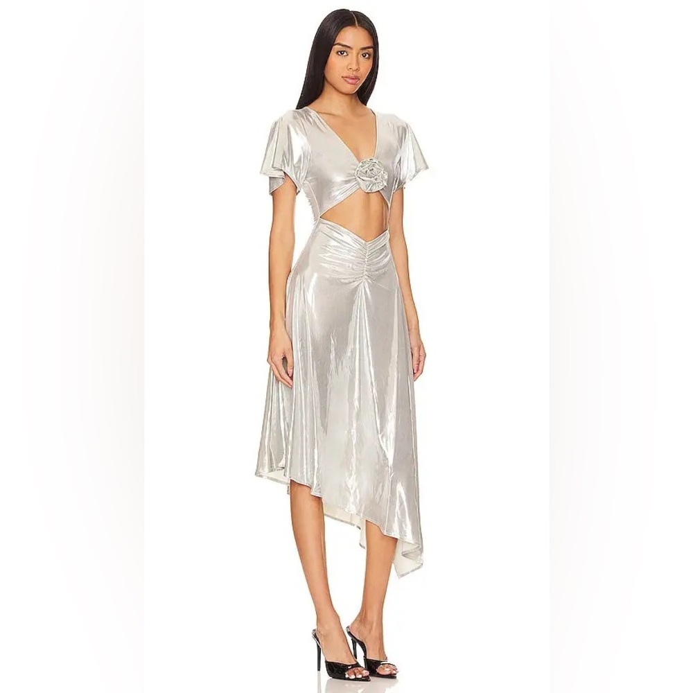 We Wore What Silver Cutout Dress